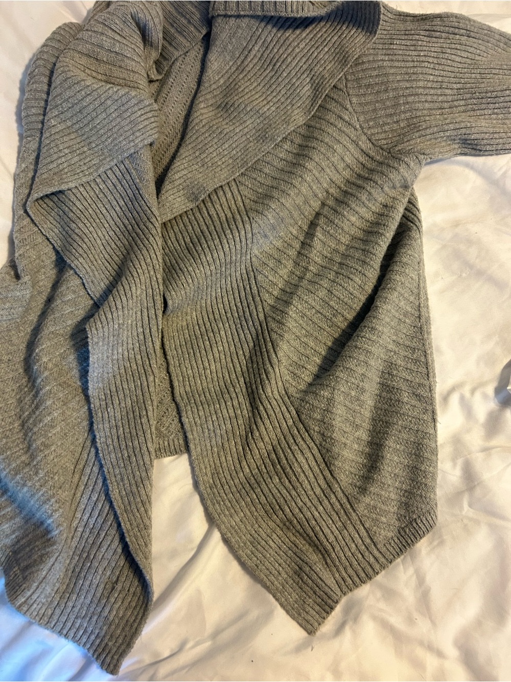 Simply Vera Vera Wang Light Gray Ribbed Open-Front Cardigan